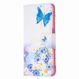 Θήκη Flip Samsung Galaxy M52 5G Πεταλούδα Και Λουλούδια