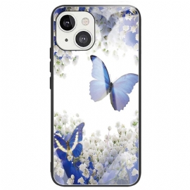 Θήκη iPhone 14 Blue Butterflies Tempered Glass