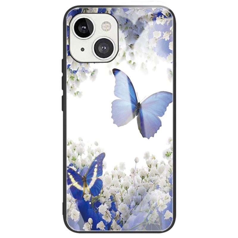 Θήκη iPhone 14 Blue Butterflies Tempered Glass