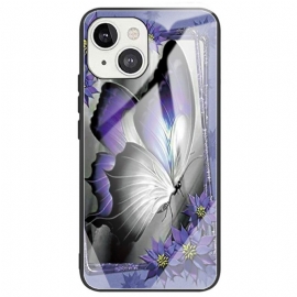 Θήκη iPhone 14 Μωβ Butterfly Tempered Glass