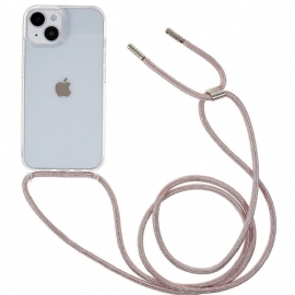 θηκη κινητου iPhone 14 Διαφανές Με Έγχρωμο Κορδόνι