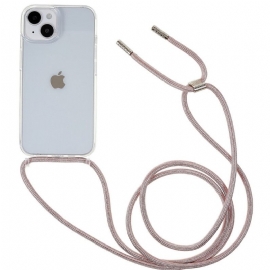 θηκη κινητου iPhone 14 Διαφανές Με Έγχρωμο Κορδόνι