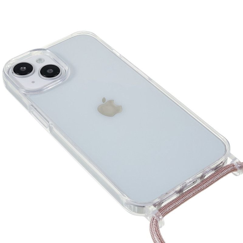 θηκη κινητου iPhone 14 Διαφανές Με Έγχρωμο Κορδόνι