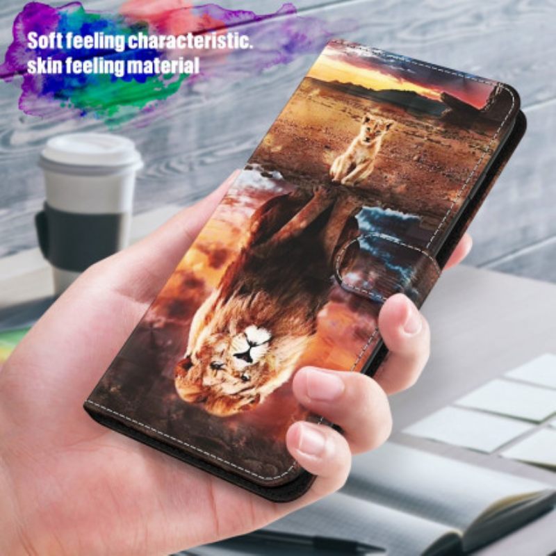 Κάλυμμα Samsung Galaxy A32 5G Light Spot Lion Με Κορδόνι
