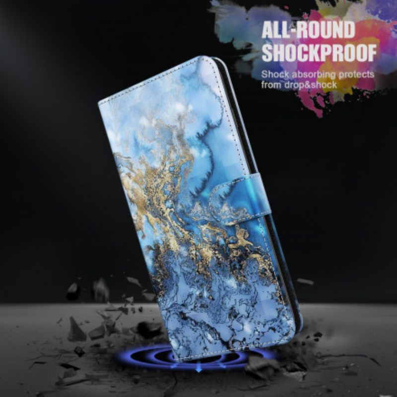 Θήκη Flip Samsung Galaxy A32 5G Σχέδιο Μαρμάρου Ελαφρού Σημείου Με Κορδόνι