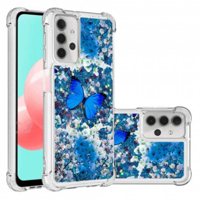 Θήκη Samsung Galaxy A32 5G Glitter Blue Butterflies