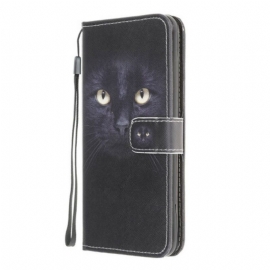 δερματινη θηκη Samsung Galaxy M12 / A12 με κορδονι Strappy Black Cat Eyes