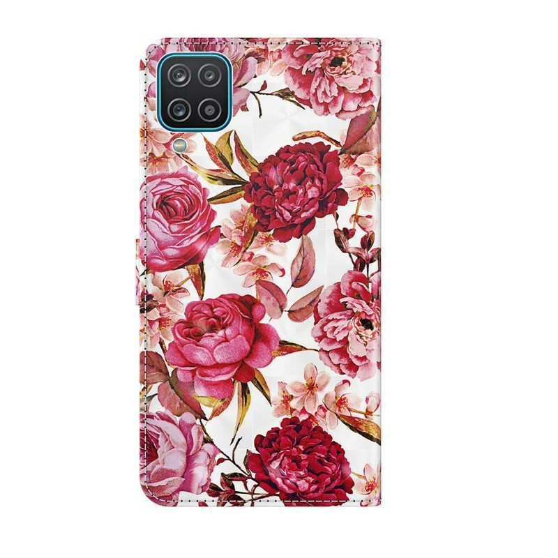 Κάλυμμα Samsung Galaxy M12 / A12 Light Spot Roses Με Κορδόνι