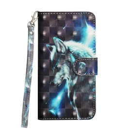 δερματινη θηκη iPhone 12 / 12 Pro Light Spot Majestic Wolf