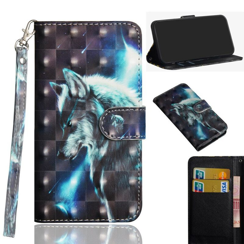 δερματινη θηκη iPhone 12 / 12 Pro Light Spot Majestic Wolf