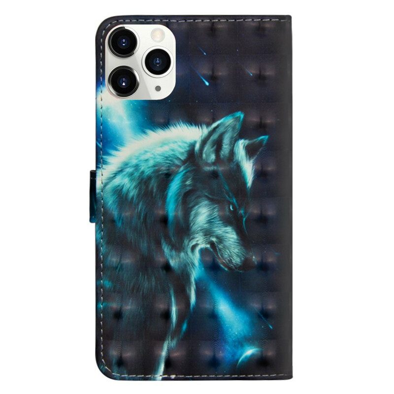 δερματινη θηκη iPhone 12 / 12 Pro Light Spot Majestic Wolf
