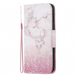 δερματινη θηκη iPhone 12 / 12 Pro με κορδονι Strip Marble