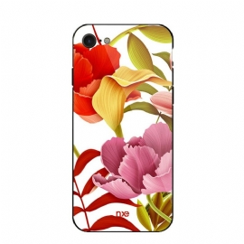 Θήκη iPhone SE 3 / SE 2 / 8 / 7 Λουλούδια Από Γυαλί Και Σιλικόνη Nxe