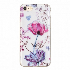 θηκη κινητου iPhone SE 3 / SE 2 / 8 / 7 Λουλούδια Με Σχέδιο Glitter