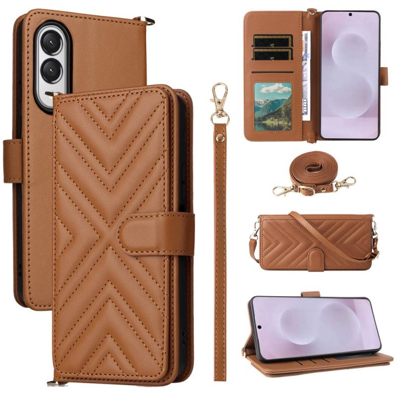 Δερματινη Θηκη Samsung Galaxy S25 5g Edge Καπιτονέ Με Λουράκι Και Λουράκι Ώμου