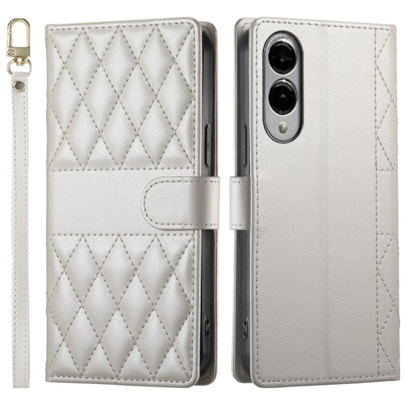 Δερματινη Θηκη Samsung Galaxy S25 5g Edge Καπιτονέ Με Λουράκι Και Λουράκι Ώμου