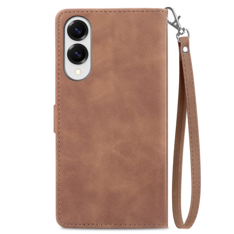 Δερματινη Θηκη Samsung Galaxy S25 5g Edge Πορτοφόλι Με Φερμουάρ Με Λουλούδια Σιλικόνης