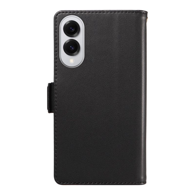 Δερματινη Θηκη Samsung Galaxy S25 5g Edge Θήκη Καρτών Και Λουράκι Καρπού Σιλικόνης