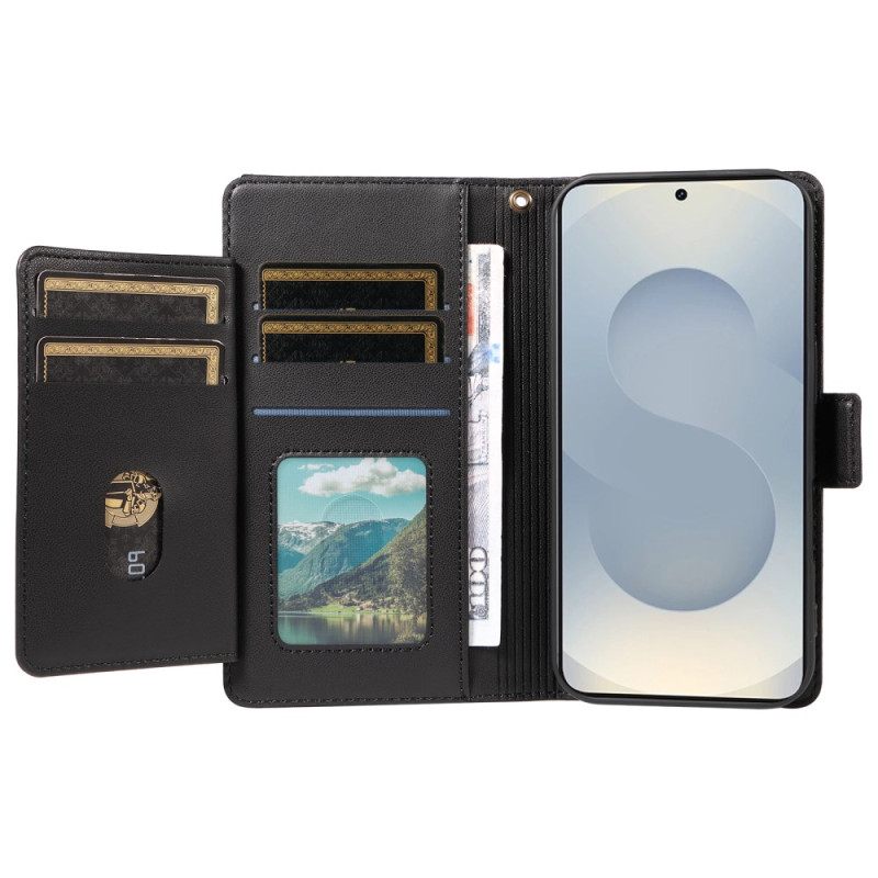 Δερματινη Θηκη Samsung Galaxy S25 5g Edge Θήκη Καρτών Και Λουράκι Καρπού Σιλικόνης