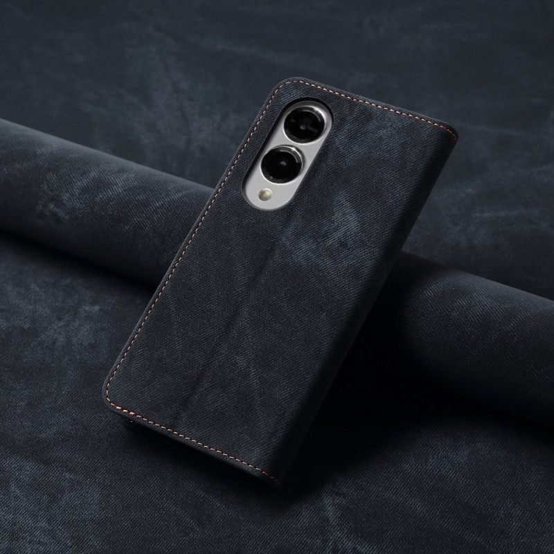 Δερματινη Θηκη Samsung Galaxy S25 5g Edge Ύφασμα Τζιν Σιλικόνης