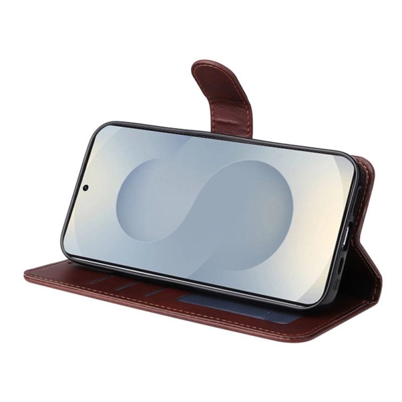 Δερματινη Θηκη Samsung Galaxy S25 5g Edge Υφή Δέρματος Μόσχου Σιλικόνης