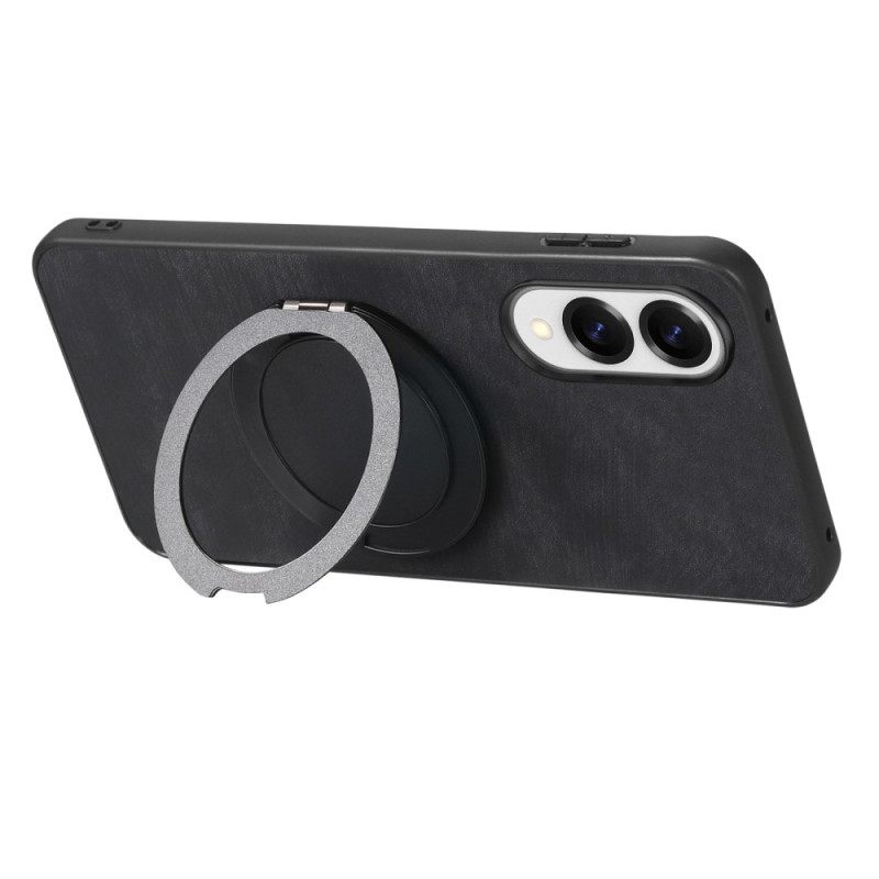 Κάλυμμα Samsung Galaxy S25 5g Edge Εφέ Σουέτ Με Περιστρεφόμενη Βάση Σιλικόνης