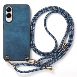 Κάλυμμα Samsung Galaxy S25 5g Edge Κορδόνι Με Εφέ Δέρματος Vintage Σιλικόνης