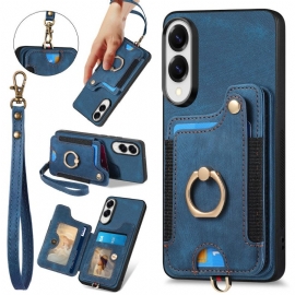 Κάλυμμα Samsung Galaxy S25 5g Edge Ρετρό Θήκη Καρτών Και Κορδόνι Rfid