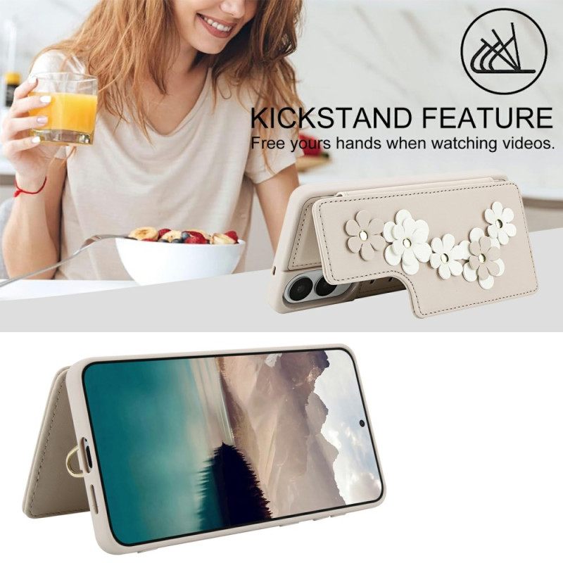 Κάλυμμα Samsung Galaxy S25 5g Edge Θήκη Καρτών Με Κορδόνι Σε Σχήμα Λουλουδιού
