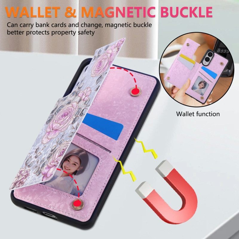 Κάλυμμα Samsung Galaxy S25 5g Edge Θήκη Καρτών Με Λουλούδια Σιλικόνης