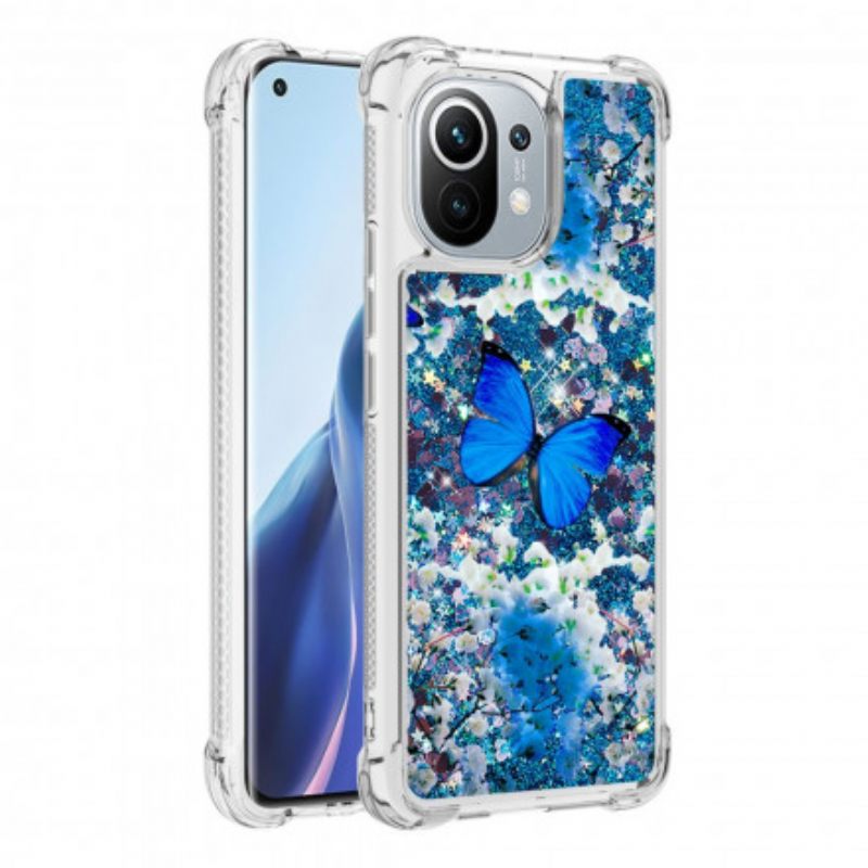 θηκη κινητου Xiaomi Mi 11 5G Glitter Blue Butterflies