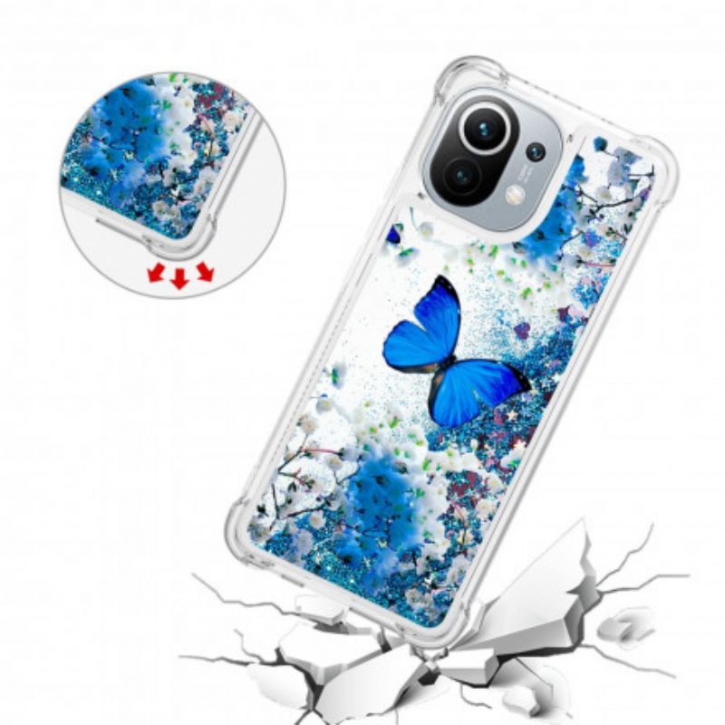 θηκη κινητου Xiaomi Mi 11 5G Glitter Blue Butterflies