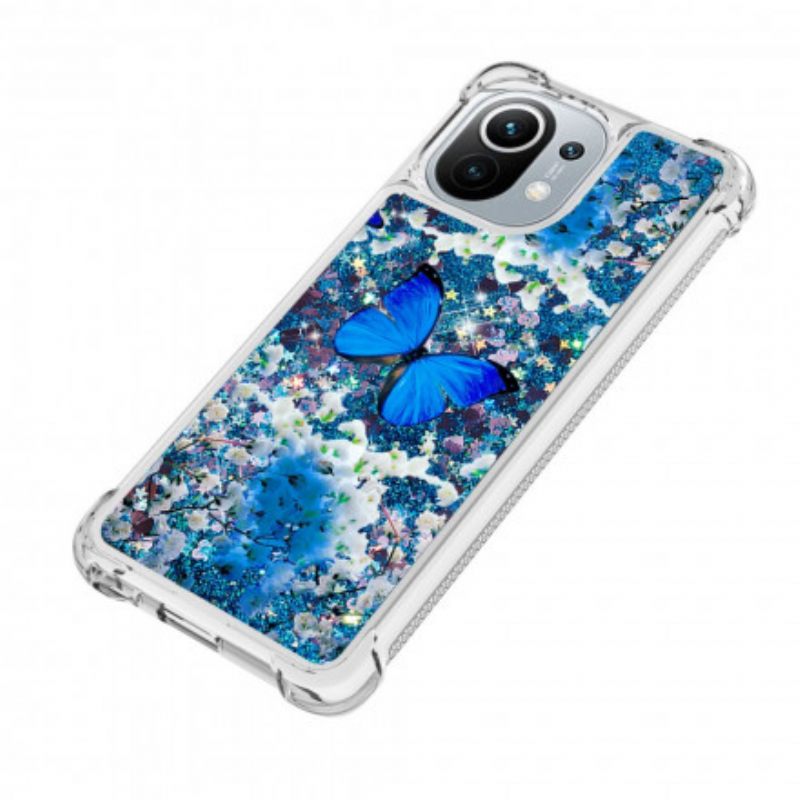 θηκη κινητου Xiaomi Mi 11 5G Glitter Blue Butterflies