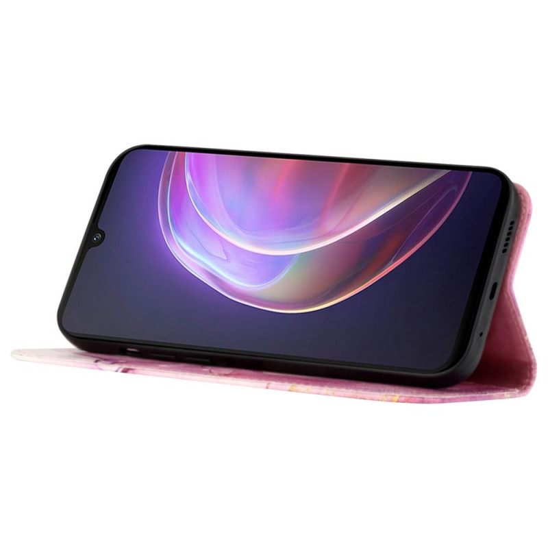 Θήκη Flip Vivo V21 5G Μάρμαρο Με Λουράκι