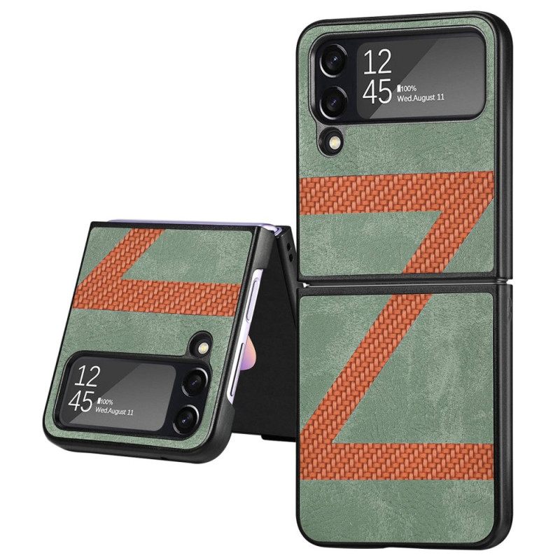 θηκη κινητου Samsung Galaxy Z Flip 4 Θήκη Flip Δερμάτινο Στυλ Ζ Σχέδιο