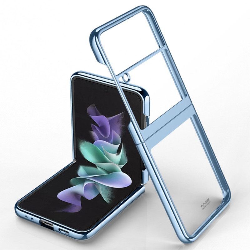θηκη κινητου Samsung Galaxy Z Flip 4 Θήκη Flip Διαφανές Μεταλλικό Περίγραμμα
