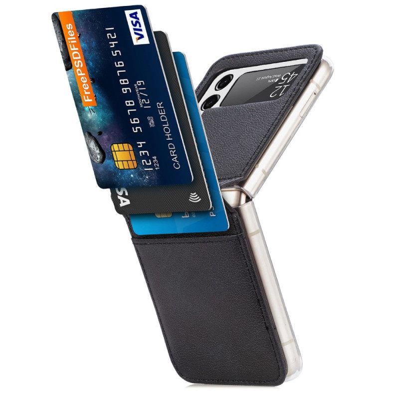 Θήκη Samsung Galaxy Z Flip 4 Θήκη Flip Δερμάτινη Θήκη Κάρτας Litchi