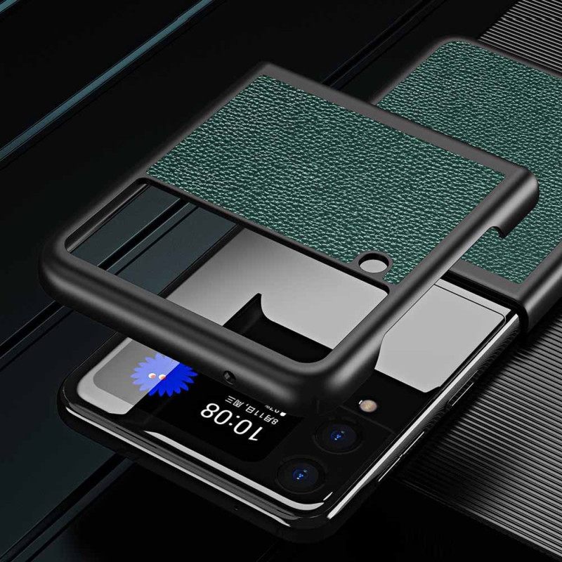Θήκη Samsung Galaxy Z Flip 4 Θήκη Flip Γνήσιο Δέρμα Litchi Color