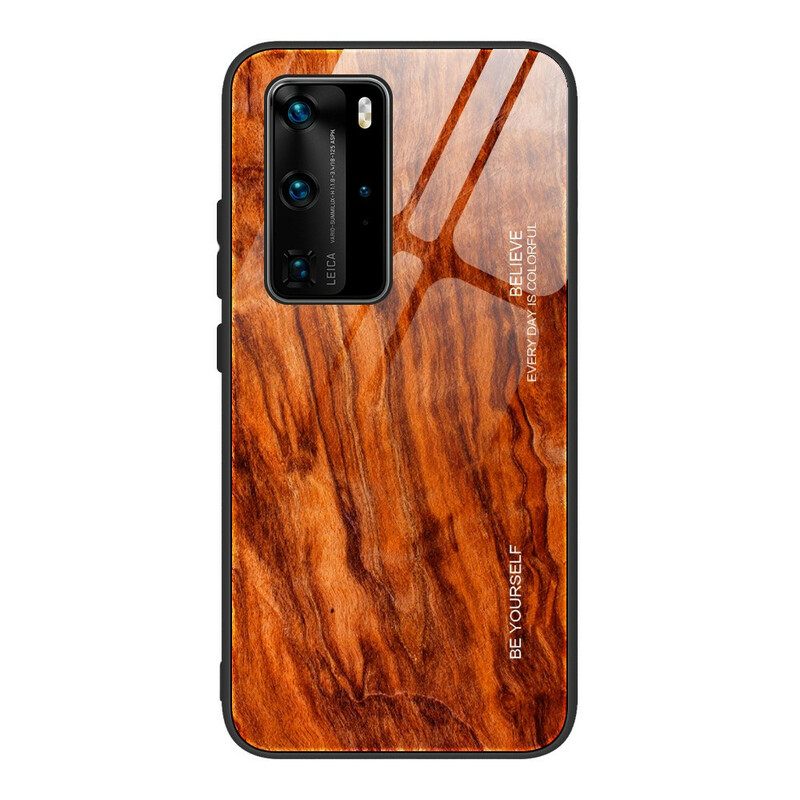 θηκη κινητου Huawei P40 Pro Γυαλί Με Σχέδιο Ξύλου