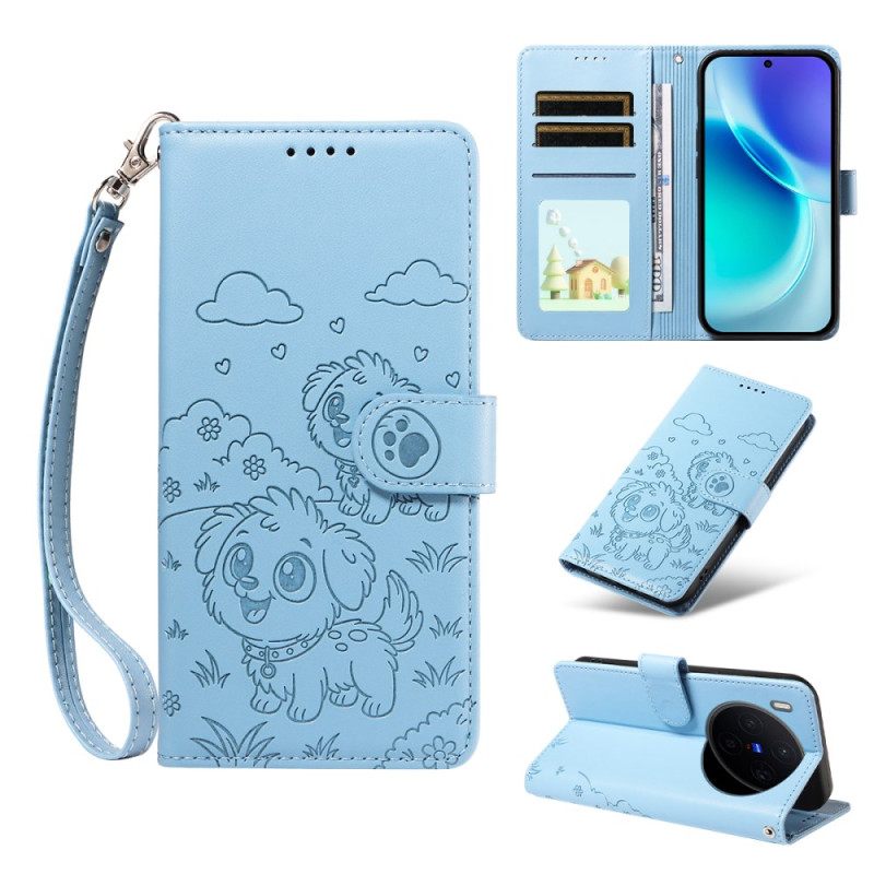 Δερματινη Θηκη Vivo X300 Προστασία Rfid Με Χάραξη Σκύλου