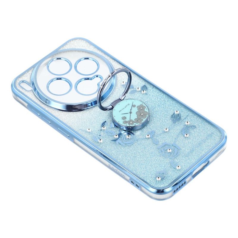 Κάλυμμα Vivo X300 Θήκη Δαχτυλιδιών Kadem Με Λουλούδι Και Στρας