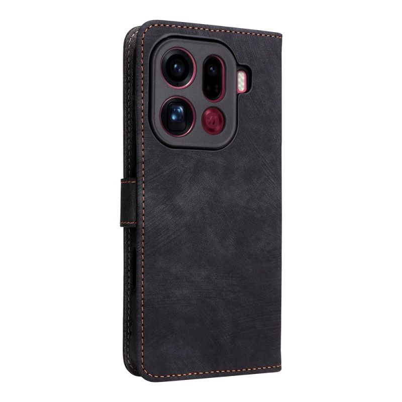 Δερματινη Θηκη Oppo Find X9 Pro 5g Εφέ Σουέτ Με Λουράκια Σιλικόνης