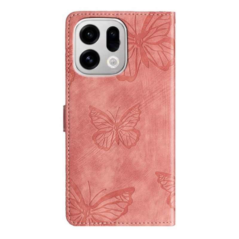 Δερματινη Θηκη Oppo Find X9 Pro 5g Εφέ Σουέτ Με Πεταλούδες