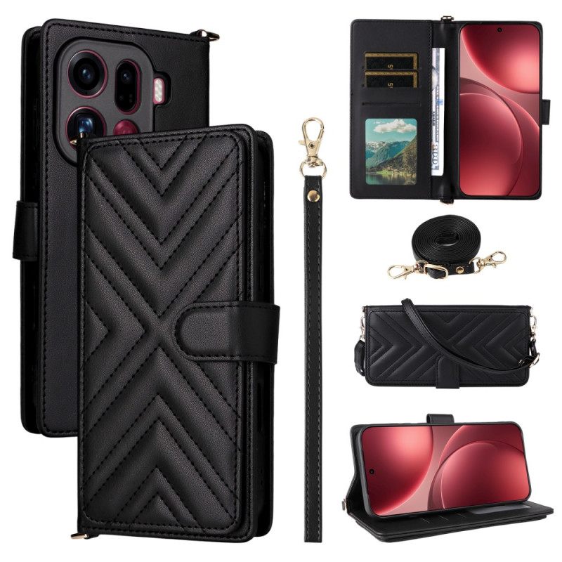 Δερματινη Θηκη Oppo Find X9 Pro 5g Καπιτονέ Με Λουράκια