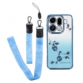 Κάλυμμα Oppo Find X9 Pro 5g Λουλούδια Με Λουράκια Και Στρας