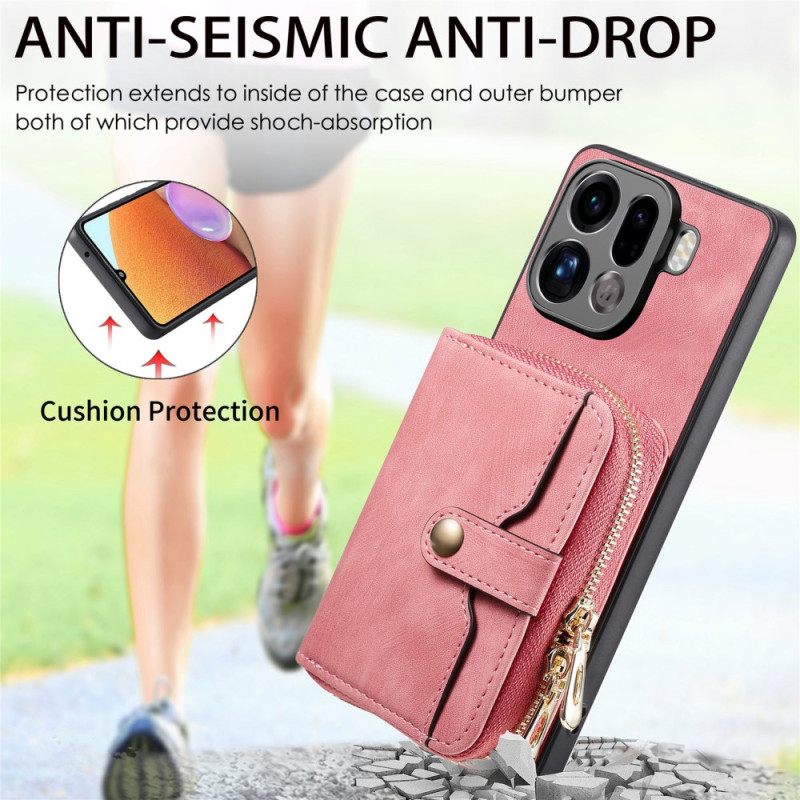 Κάλυμμα Oppo Find X9 Pro 5g Θήκη Κάρτας Με Φερμουάρ Και Λουράκι Ώμου Σιλικόνης