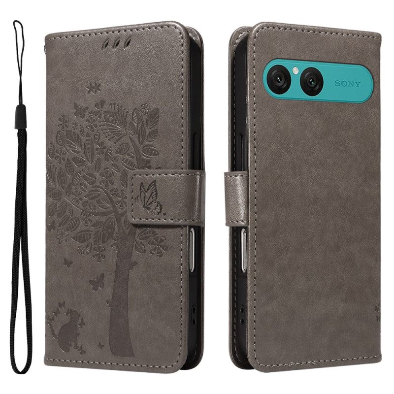 Δερματινη Θηκη Sony Xperia 10 Vii Δέντρο Για Γάτες