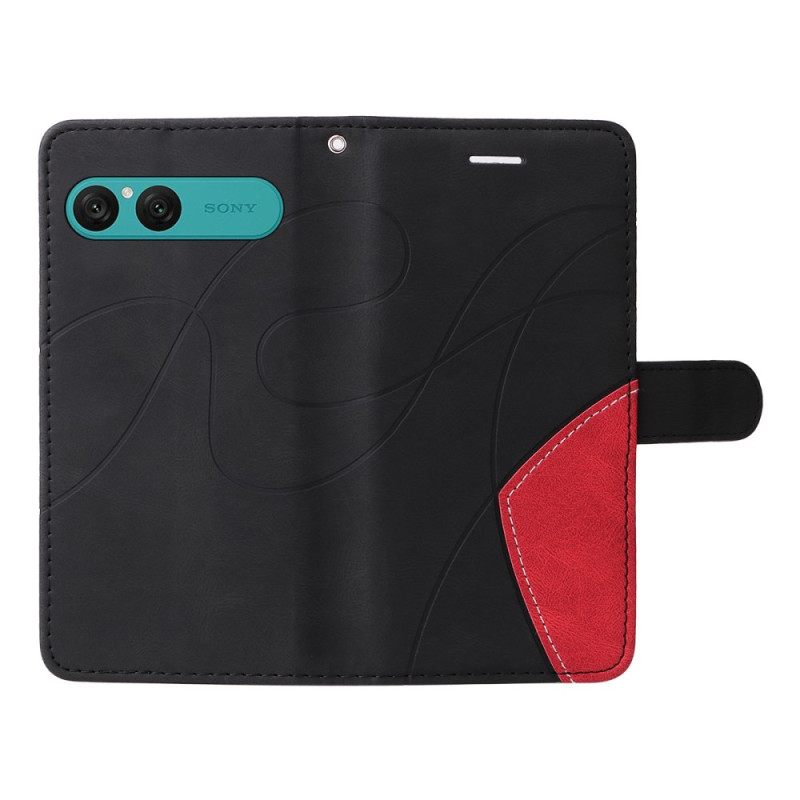 Δερματινη Θηκη Sony Xperia 10 Vii Δίχρωμο Κυματιστό