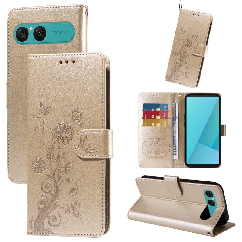 Δερματινη Θηκη Sony Xperia 10 Vii Εκτύπωση Λουλουδιών