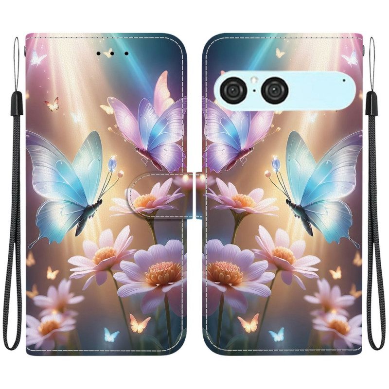 Δερματινη Θηκη Sony Xperia 10 Vii Φωτιζόμενες Πεταλούδες Σιλικόνης